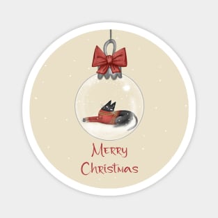 Merry Christmas - Black cats with Santa hat. Magnet